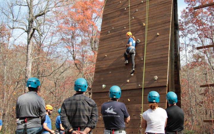 ropes course on outdoor leadership course